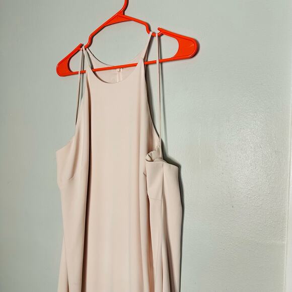 Badgley Mischka Blush Halter Odessa Zip Up Back Gown Dress Size 18 - Picture 5 of 16